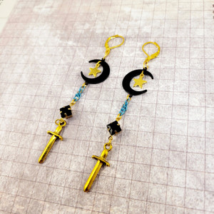 Celestial Dagger Moon Earrings Celestial Dagger Moon Earrings