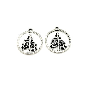 Tibetan Style 3 Tree Cutout Charm Pair Tibetan Style 3 Tree Cutout Charm Pair