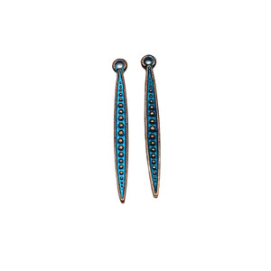 Patina Painted Greek Copper Elongated Drop Pair Patina Painted Greek Copper Elongated Drop Pair