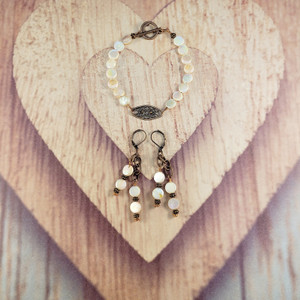Filigree Sunset Shell Set: Earrings and Bracelet Filigree Sunset Shell Set: Earrings and Bracelet