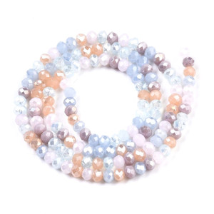 3.5mm Pastel Mix with Pearl Luster Chinese Crystal Rondelle Bead Strand 3.5mm Pastel Mix with Pearl Luster Chinese Crystal Rondelle Bead Strand