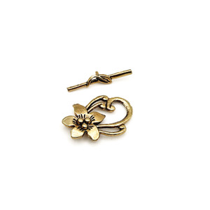 Large Antique Gold Flower Toggle Clasp Large Antique Gold Flower Toggle Clasp