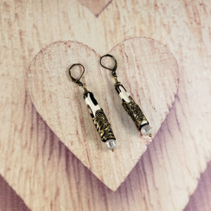 Trade Bead Treasures Earrings- Bone and Filigree Trade Bead Treasures Earrings- Bone and Filigree