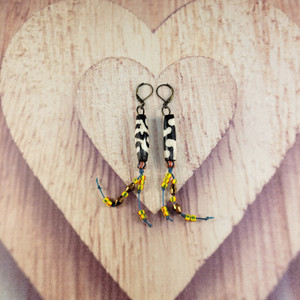 Spirit String Earrings- Bone and Seed Beads Spirit String Earrings- Bone and Seed Beads