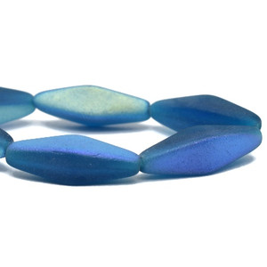 20x8mm Rhombus Pacific Blue with Matte and AB Finish Czech Glass Bead Strand 20x8mm Rhombus Pacific Blue with Matte and AB Finish Czech Glass Bead Strand