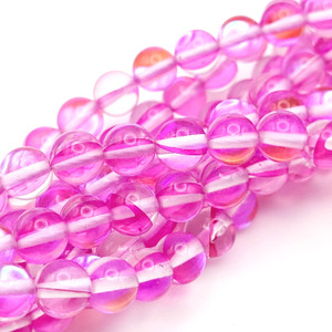 6mm Pink AB Mermaid Glass Bead Strand 6mm Pink AB Mermaid Glass Bead Strand