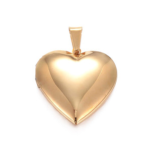 18K Gold Plated Stainless Steel Heart Locket with Bail 18K Gold Plated Stainless Steel Heart Locket with Bail