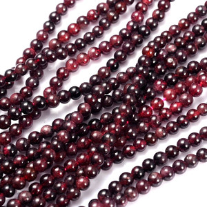 4mm Round Red Garnet Bead Strand