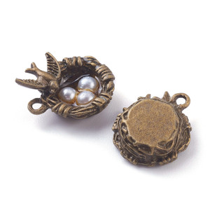 Antique Bronze Bird's Nest Pendant-Sold individually Antique Bronze Bird's Nest Pendant-Sold individually