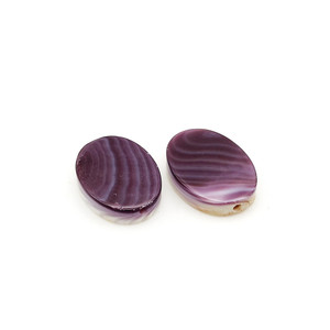 Drilled Wampum Shell Oval Bead Pair Drilled Wampum Shell Oval Bead Pair