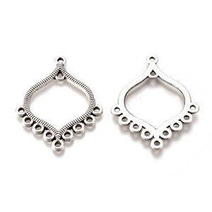 Antique Silver Leaf Chandelier Component Links Pair Antique Silver Leaf Chandelier Component Links Pair