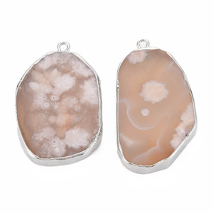 Natural Cherry Blossom Agate Nugget Pendant