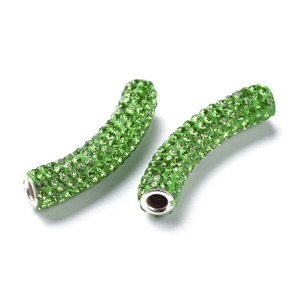 Peridot Brass Middle East Rhinestone Tube Bead Peridot Brass Middle East Rhinestone Tube Bead