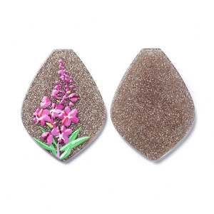 Orchid 3D Printed Acrylic Leaf with Flower Pattern Pendant Pair Orchid 3D Printed Acrylic Leaf with Flower Pattern Pendant Pair