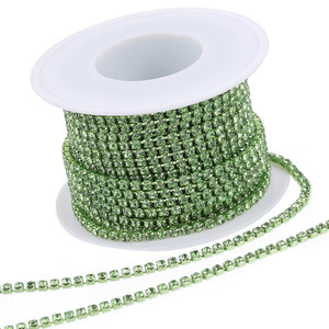 Peridot Rhinestone Cup Chain By the Foot Peridot Rhinestone Cup Chain By the Foot