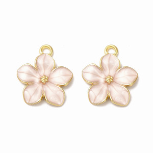 Assorted Color Enamel Flower Pendant Pair