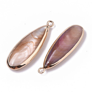 Bisque Dyed Freshwater Shell Teardrop Pendant Pair