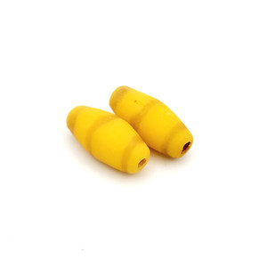 Krobo recycled powder glass yellow trade bead pair Krobo recycled powder glass yellow trade bead pair