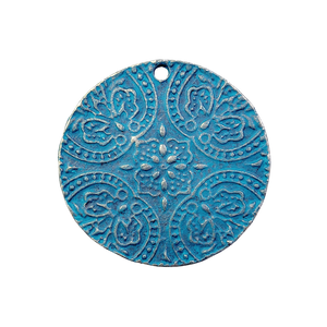 Patina Painted Bronze Greek Flower Medallion – 38mm Patina Painted Bronze Greek Flower Medallion – 38mm