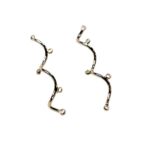 18K Gold Curved Tube Connecter Charm Pair- 2pcs 18K Gold Curved Tube Connecter Charm Pair- 2pcs