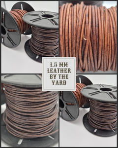 1.5mm Leather Round Cord – Antique Finish, Sold by the Yard 1.5mm Leather Round Cord – Antique Finish, Sold by the Yard