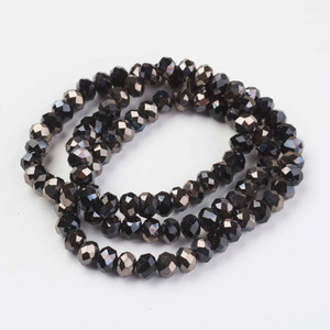 Black Half Plated Chinese Crystal Bead Strands – Faceted Rondelle, Sold by the Strand Black Half Plated Chinese Crystal Bead Strands – Faceted Rondelle, Sold by the Strand