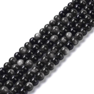6mm Silver Obsidian Round Bead Strand – Natural Stone, Sold by the Strand 6mm Silver Obsidian Round Bead Strand – Natural Stone, Sold by the Strand