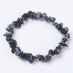 Snowflake Obsidian Stretch Bracelets – Nugget Beads, Sold Individually Snowflake Obsidian Stretch Bracelets – Nugget Beads, Sold Individually