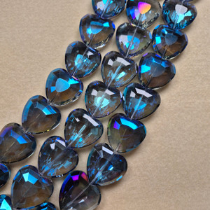Blue Crystal Heart Focal Bead – 30mm x 30mm, Sold Individually Blue Crystal Heart Focal Bead – 30mm x 30mm, Sold Individually