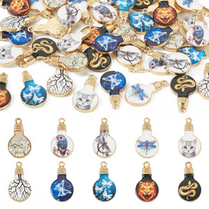 Enamel Pendants – Printed Alloy Light Bulb Charms, Mixed Color, Sold in Matching Pairs of 2 Enamel Pendants – Printed Alloy Light Bulb Charms, Mixed Color, Sold in Matching Pairs of 2