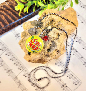 Sun Drop Bottle Cap Necklace – Handmade Upcycled Jewelry Sun Drop Bottle Cap Necklace – Handmade Upcycled Jewelry