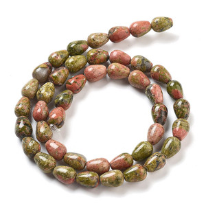 Unakite Teardrop Bead Strand 9x6mm –Sold by the Strand Unakite Teardrop Bead Strand 9x6mm –Sold by the Strand