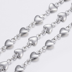 Stainless Steel Heart Link Chain – Tarnish Resistant, Sold by the Foot
