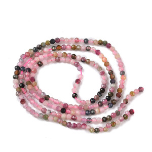 Natural Pink Tourmaline Faceted Round Bead Strand 2–3mm  – Sold Individually