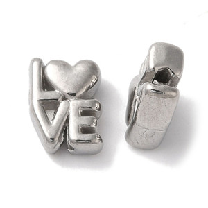 Stainless Steel LOVE Word Beads – Non-Tarnish, Sold in Pairs