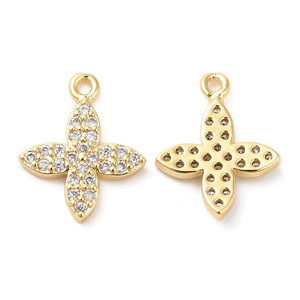 Cubic Zirconia Flower Pendants – 18K Gold Plated, Sold by the Pair