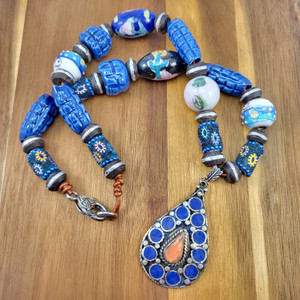 Blue Nomad Talisman- African Trade, Lapis, and Coral