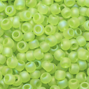 8/0 TOHO Round Seed Beads – Lime Green Trans-Rainbow-Frosted, Sold by Weight