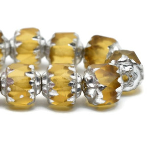 Czech Glass Cathedral Beads – Yellow with Silver Finish, 6mm, Sold by the Strand