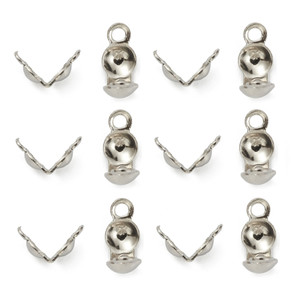 Tinky Tot Bead Tips/ Bead nibs – 304 Stainless Steel Clamshell Knot Covers, Sold in Packs 40 pcs