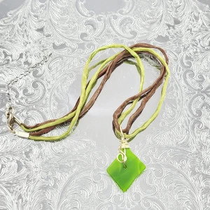 Green Tide Sea Glass Silk Necklace