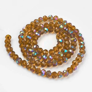 Dark Goldenrod Chinese Crystal Rondelle Beads – Half Rainbow Finish, 4mm