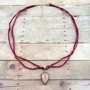 Blushing Rose Quartz Silk Necklace