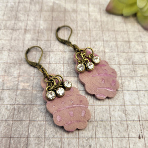 Pink Garden Leather Earrings