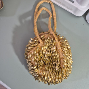 Pre-Loved Vintage-Style Gold Beaded Evening Bag