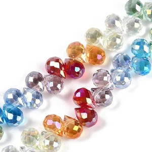 Rainbow Egyptian Crystal Glass Beads, 6x8mm