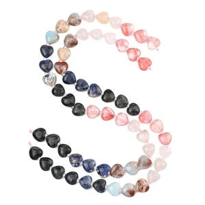 12mm Mixed Stone and Glass Heart Bead Strand 2