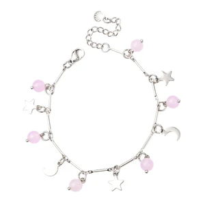 Plum Malaysia Jade Moon & Star Charm Bracelet
