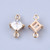 Transparent Glass Rhombus Connector Charms – Light Gold, Sold by the Pair