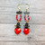 Crimson Crowned Heart Earrings